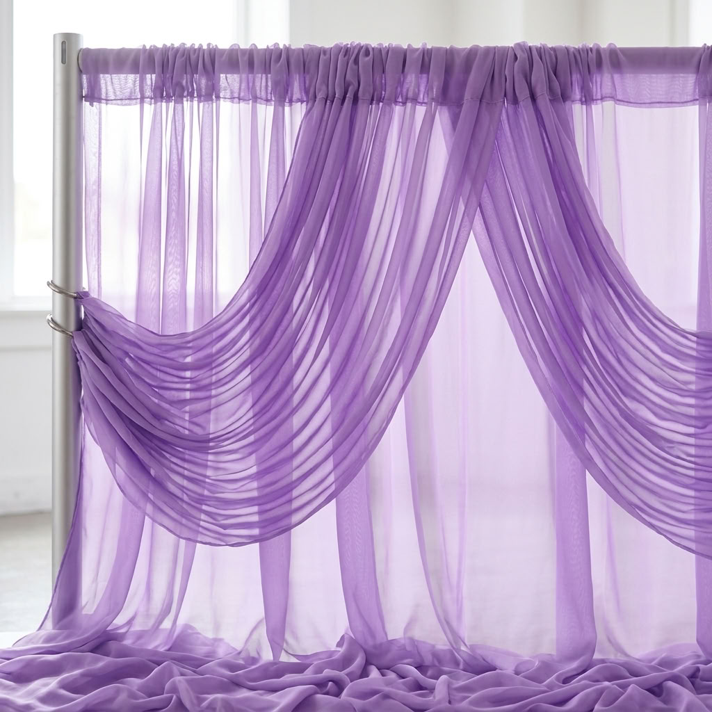Chiffon Drapery Panel in Lilac 1173 - drapery view 6