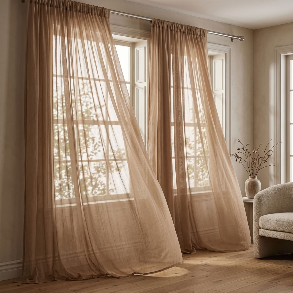 Chiffon Drapery Panel in Beige 9016 - drapery view 8