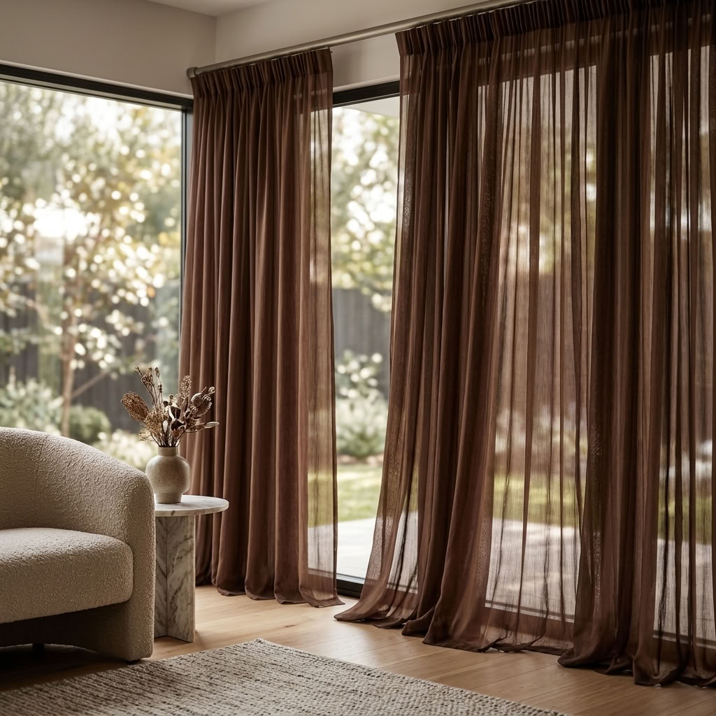 Chiffon Drapery Panel in Brown 1266 - drapery view 8