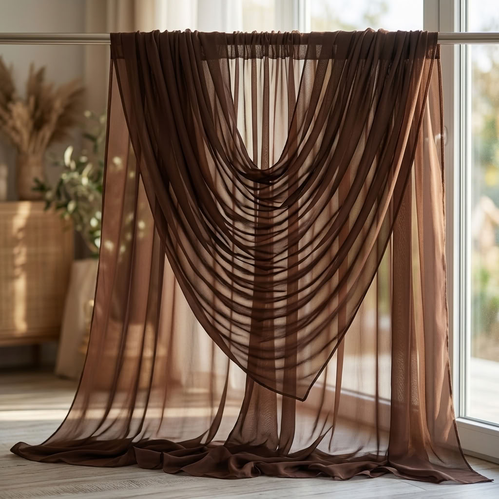 Chiffon Drapery Panel in Brown 1266 - drapery view 4