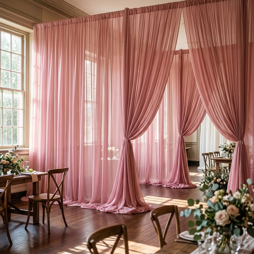 Chiffon Drapery Panel in D/Rose 1161 - drapery view 4