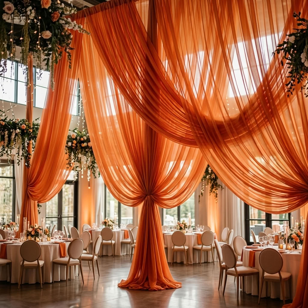 Chiffon Drapery Panel in Orange 1406 - drapery view 2