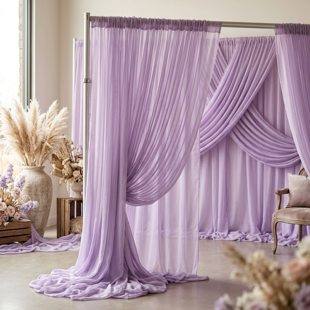 Chiffon Drapery Panel in Lilac 1174 - drapery view 6