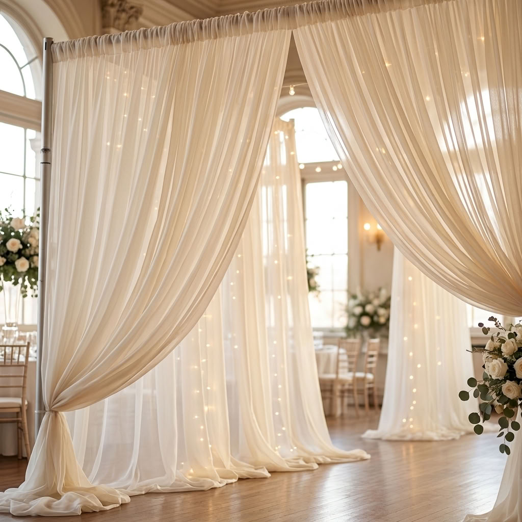 Chiffon Drapery Panel in Ivory 1113 - drapery view 2