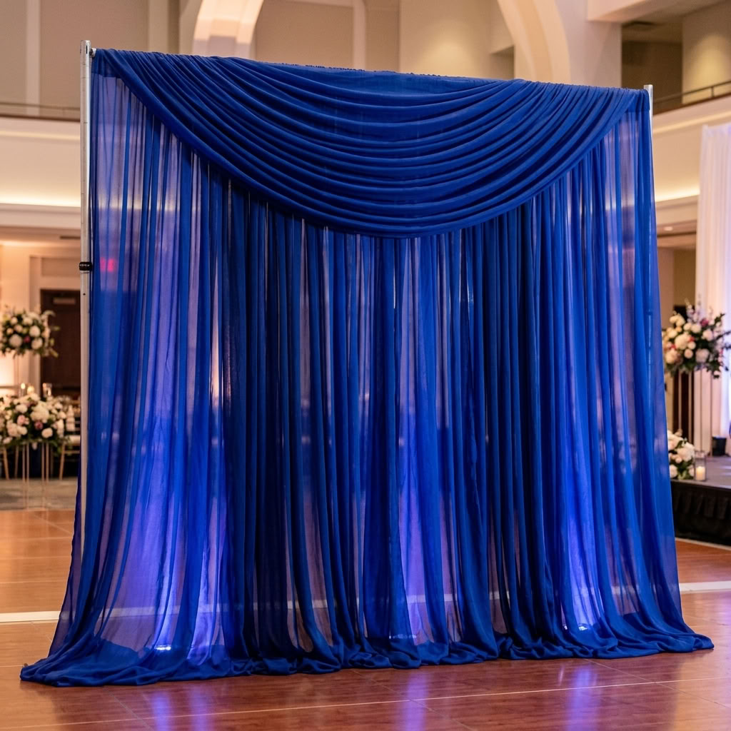 Chiffon Drapery Panel in Royal 1149 - drapery view 7