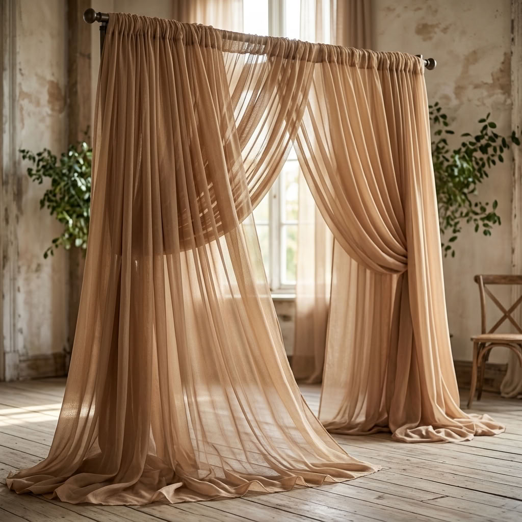 Chiffon Drapery Panel in Taupe 1183 - drapery view 5