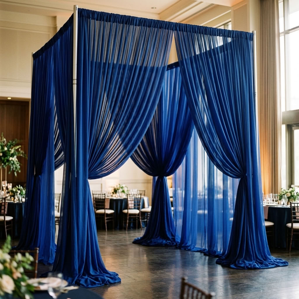 Chiffon Drapery Panel in Royal/Lush 1150 - drapery view 6