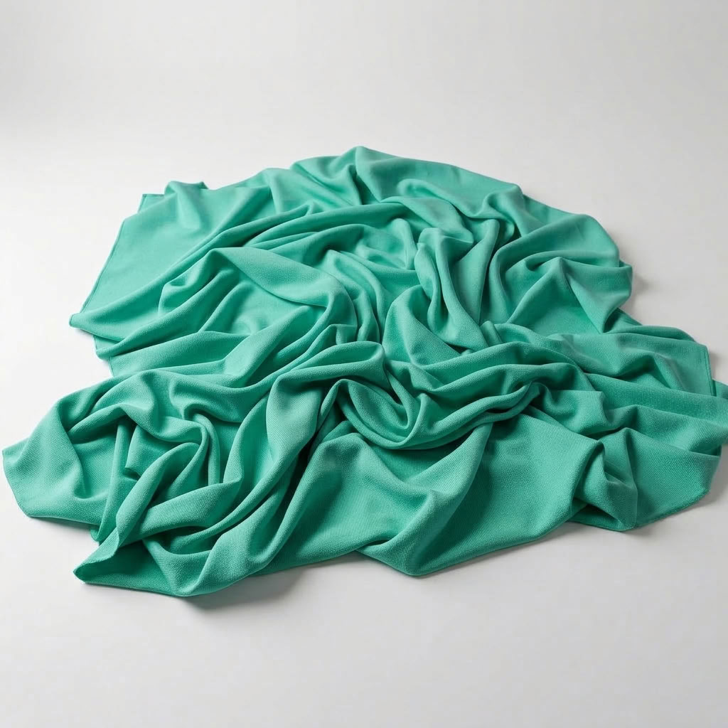 Interlock (Stretch) Wholesale Fabric in Jade/L 6328 - piled fabric view