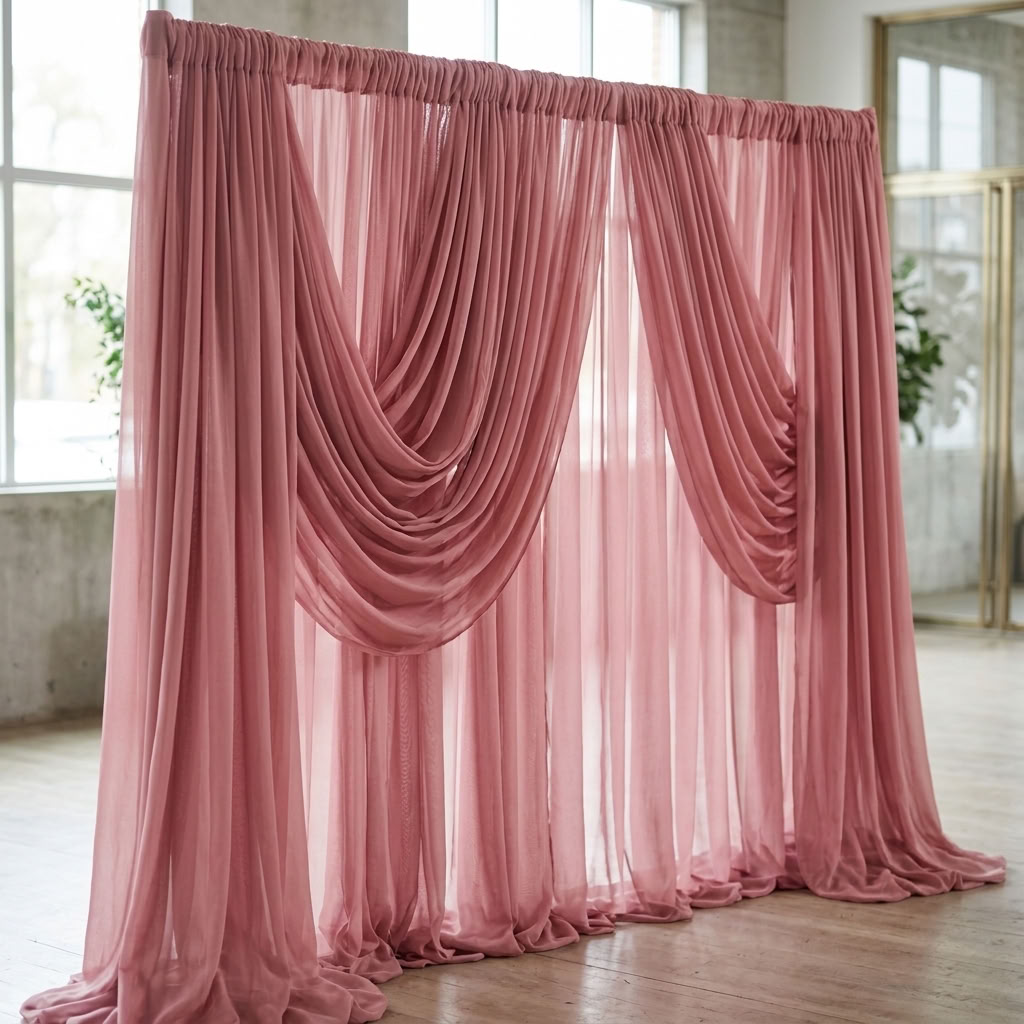 Chiffon Drapery Panel in D/Rose 1161 - drapery view 3