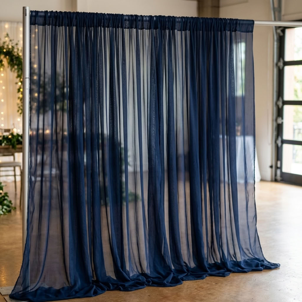 Chiffon Drapery Panel in Navy 1245 - drapery view 4
