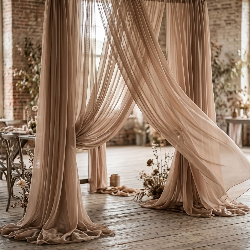 Chiffon Drapery Panel in Taupe 9017 - drapery view 2