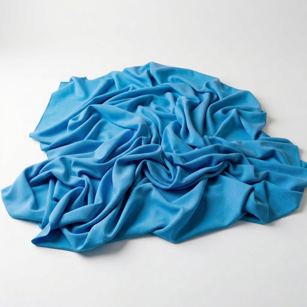 Interlock (Stretch) Drapery Panel in Aqua 1135 - fabric detail 2