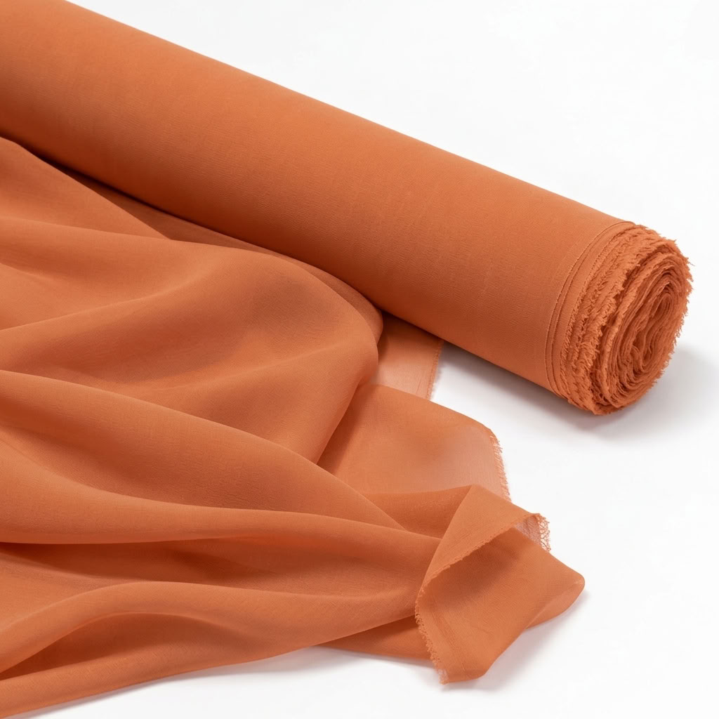 Chiffon Drapery Panel in Orange 1406 - fabric roll