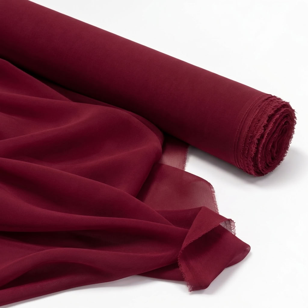 Chiffon Drapery Panel in Burgundy 1539 - fabric roll