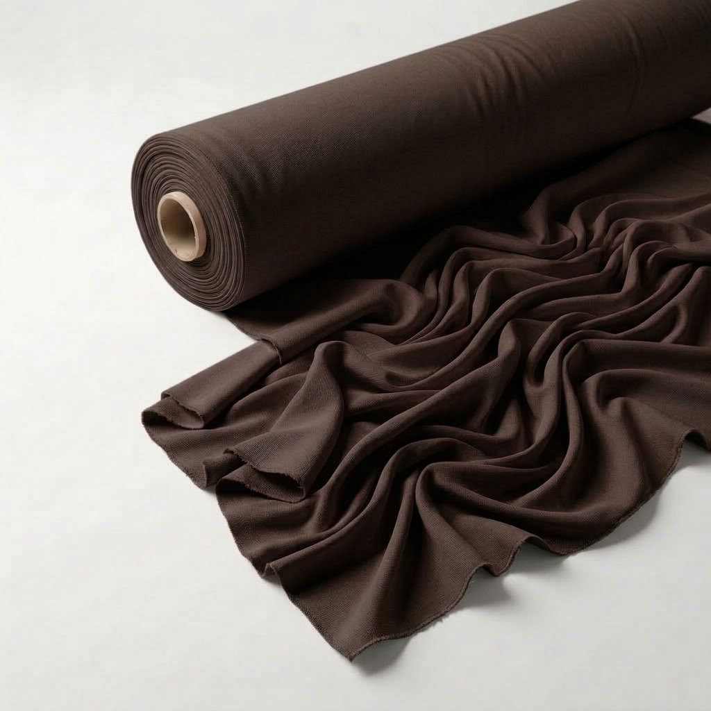 Interlock (Stretch) Drapery Panel in Brown/D 1268 - fabric roll