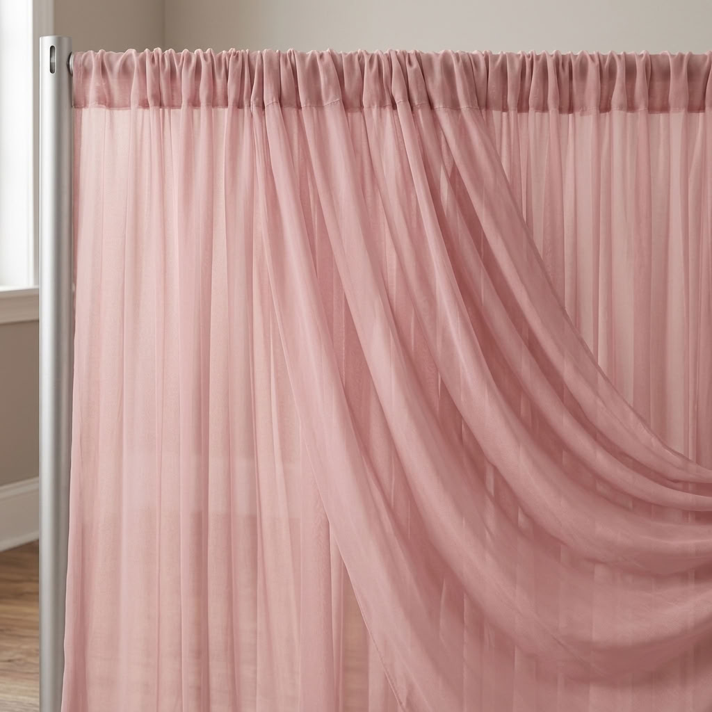Chiffon Drapery Panel in Rose/Powder 318 - drapery view 6