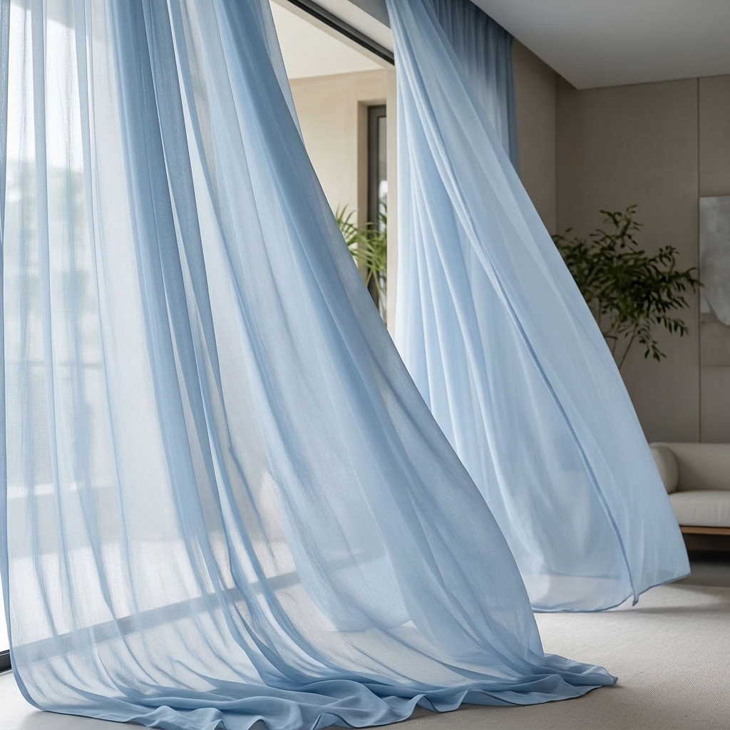 Chiffon Drapery Panel in Blue 1120 - drapery view 5