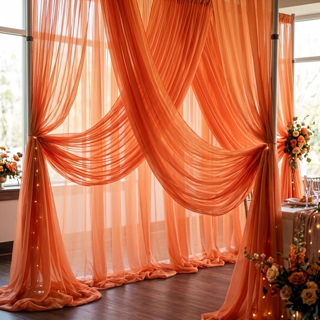 Chiffon Drapery Panel in Orange 1406 - drapery view 7