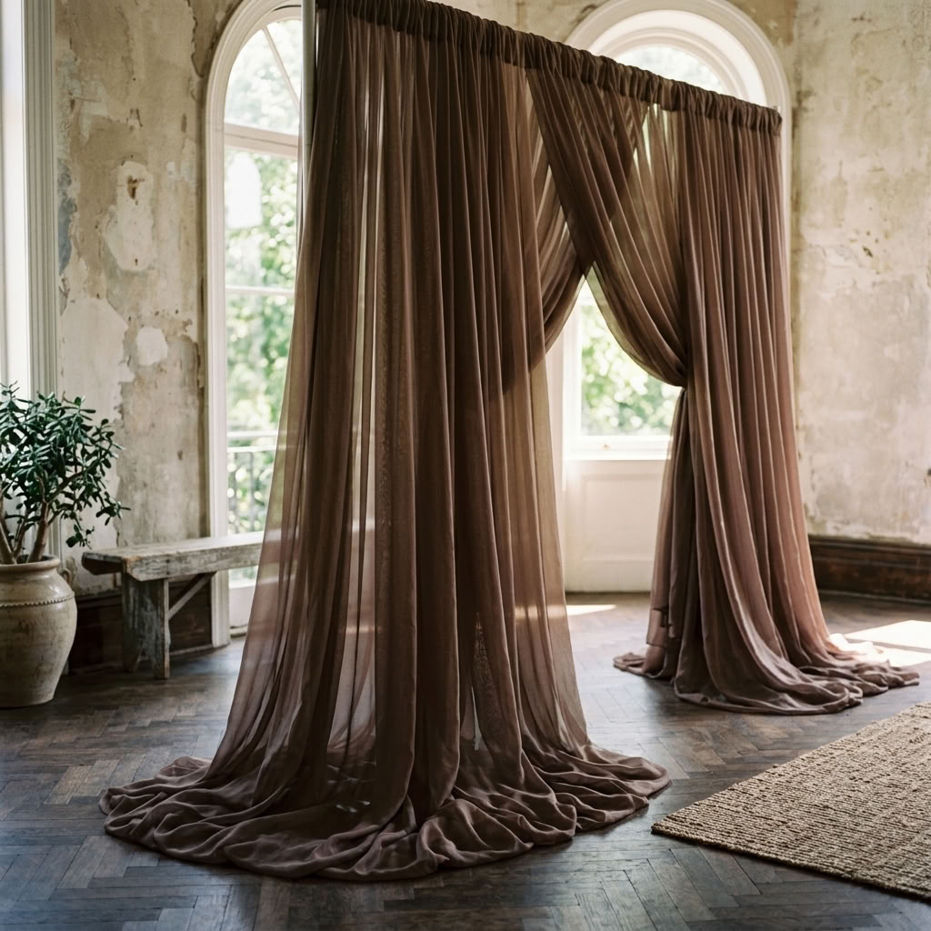 Chiffon Drapery Panel in Taupe/D 1184 - drapery view 5