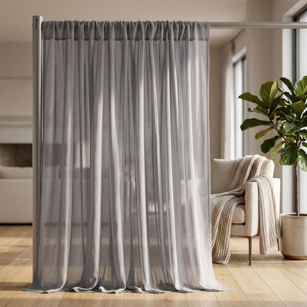 Chiffon Drapery Panel in Gray 8005 - drapery view 7