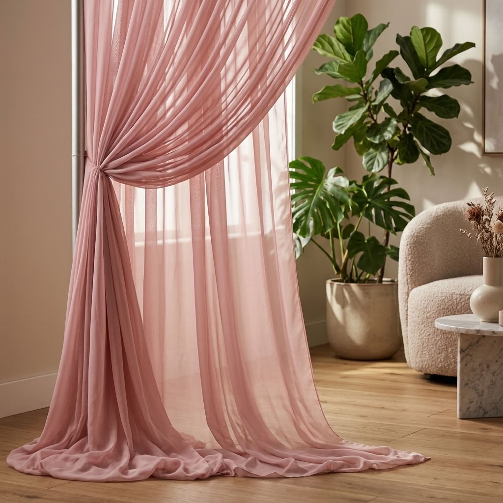 Chiffon Drapery Panel in D/Rose 1159 - drapery view 3