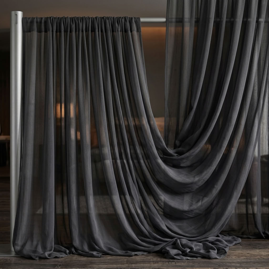 Chiffon Drapery Panel in Gray 1665 - drapery view 4