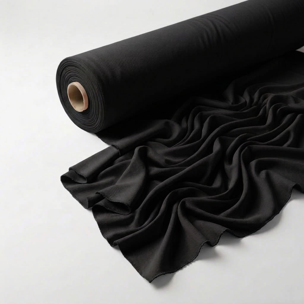 Interlock (Stretch) Drapery Panel in Black - fabric roll