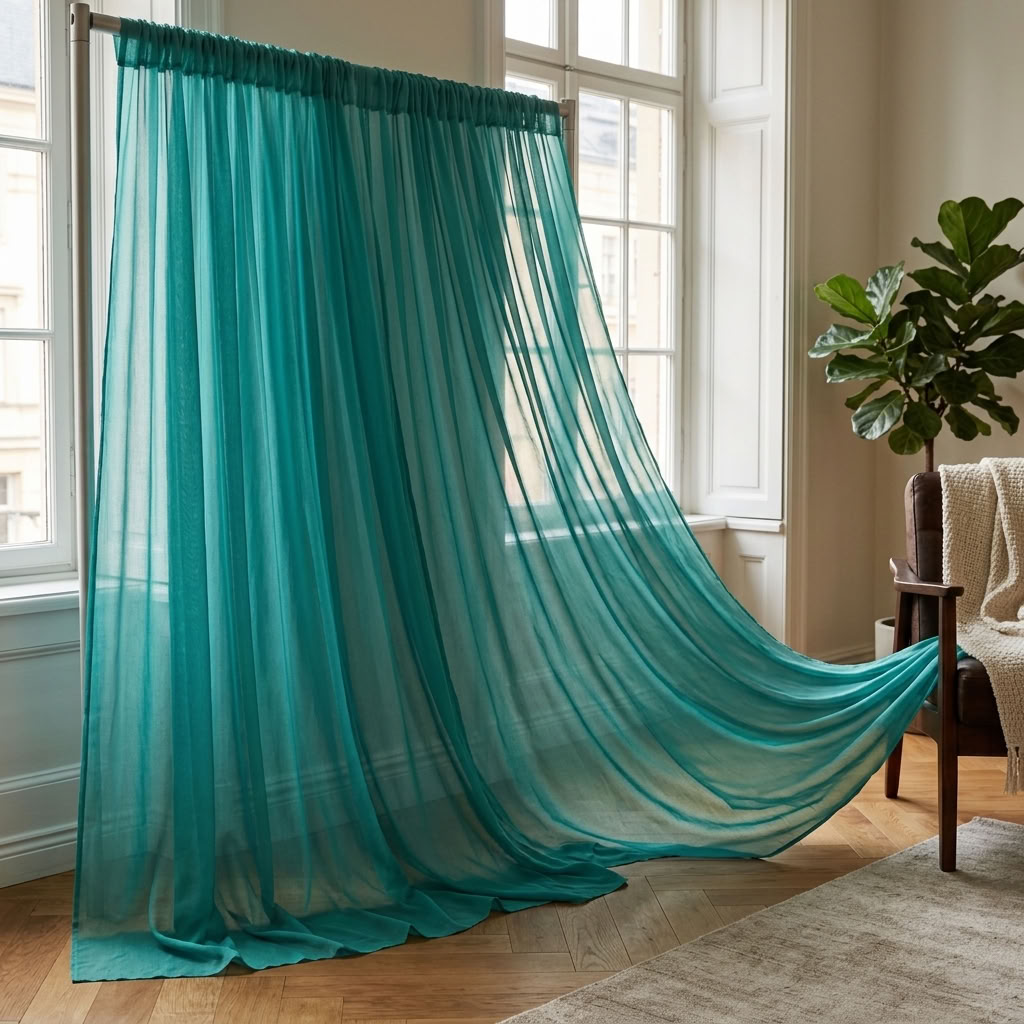 Chiffon Drapery Panel in Jade 1935 - drapery view 2