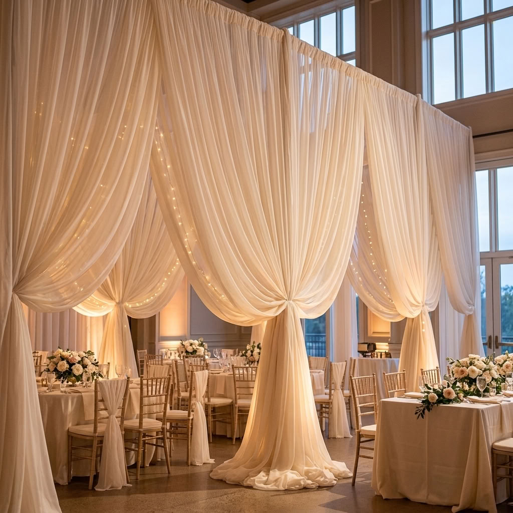 Chiffon Drapery Panel in Ivory 1113 - drapery view 8