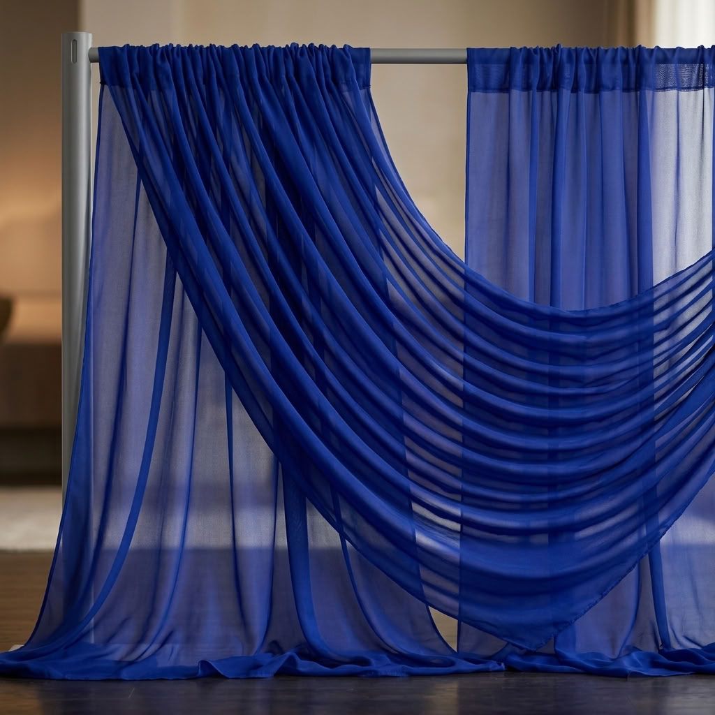 Chiffon Drapery Panel in Royal 1148 - drapery view 7