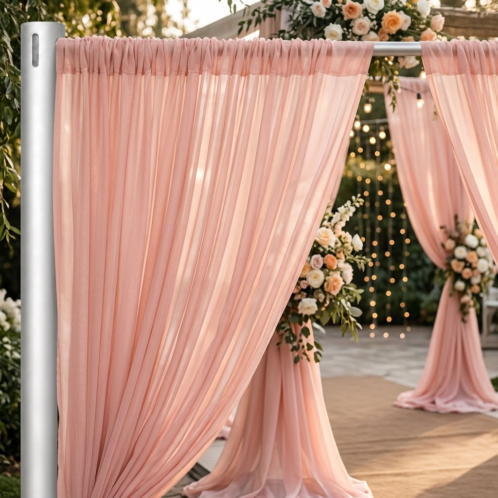 Chiffon Drapery Panel in Blush 4124 - drapery view 8
