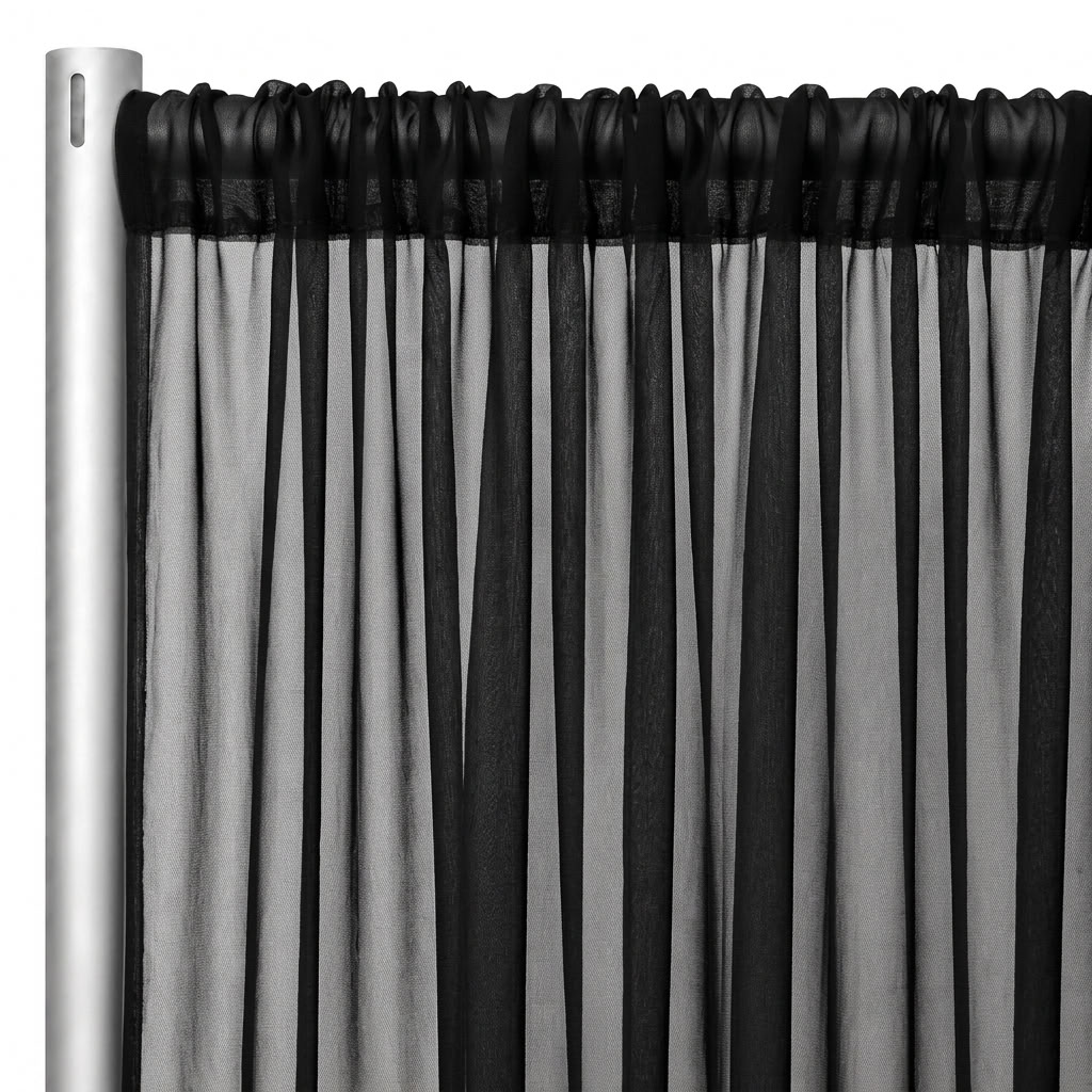 Chiffon Drapery Panel in Black 1115 - hanging panel