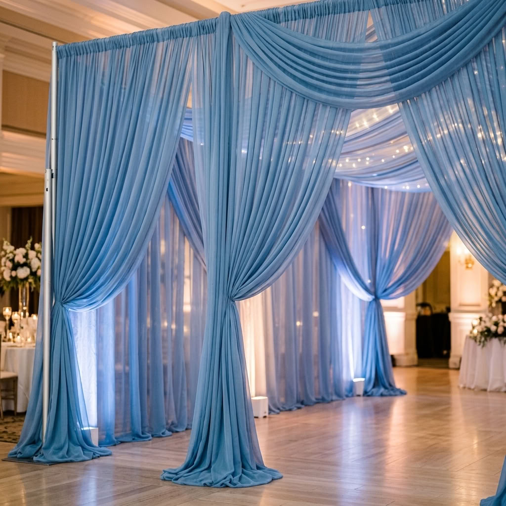 Chiffon Drapery Panel in Blue 1121 - drapery view 3