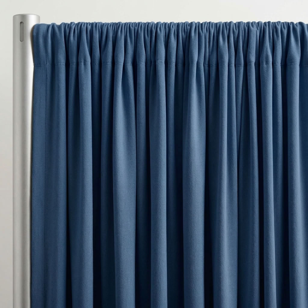 Interlock (Stretch) Drapery Panel in Wedgewood 1977 - hanging drapery