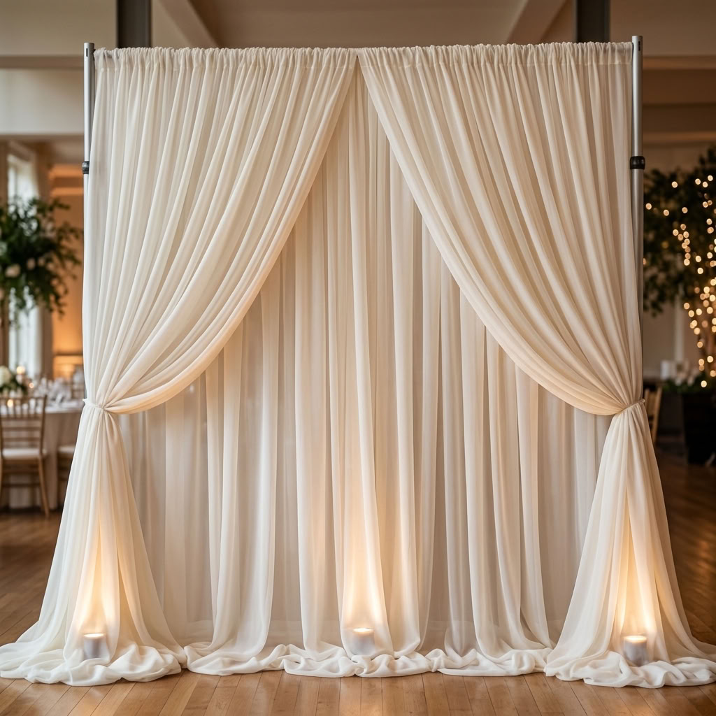 Chiffon Drapery Panel in Ivory 1114 - drapery view 3