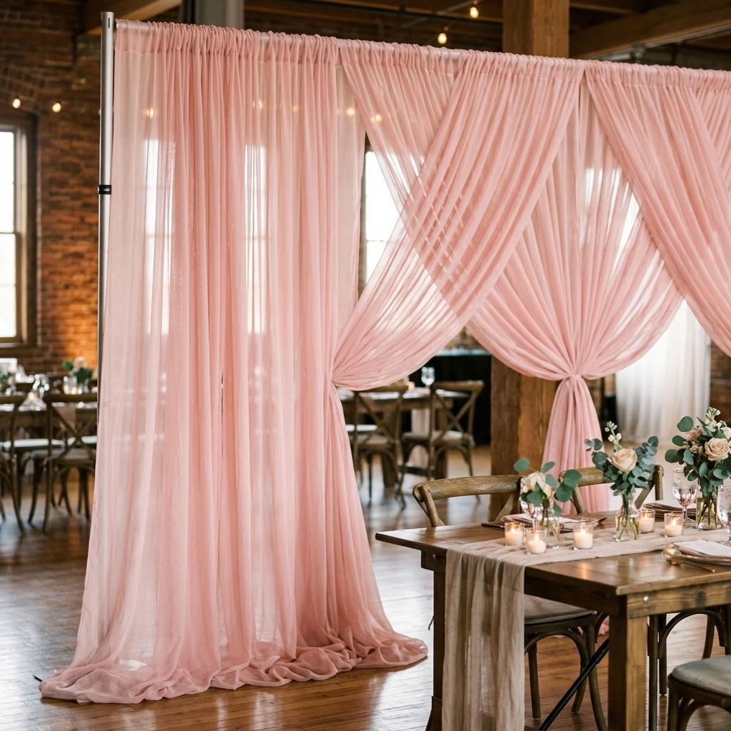 Chiffon Drapery Panel in Blush 4124 - drapery view 4