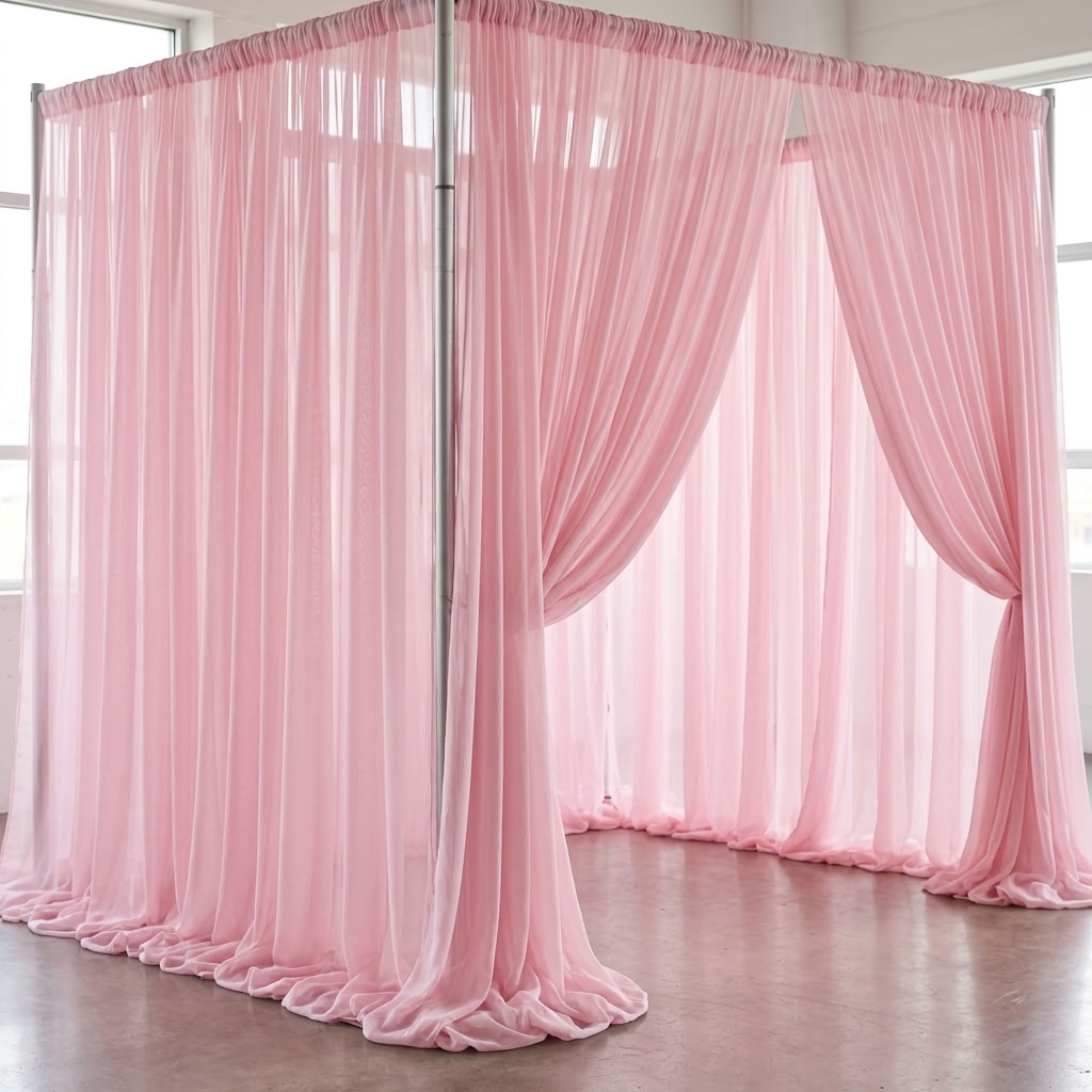 Chiffon Drapery Panel in Pink 5998 - drapery view 1
