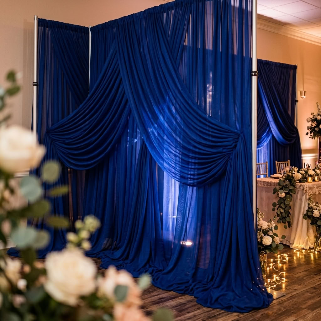 Chiffon Drapery Panel in Royal/Lush 1150 - drapery view 1