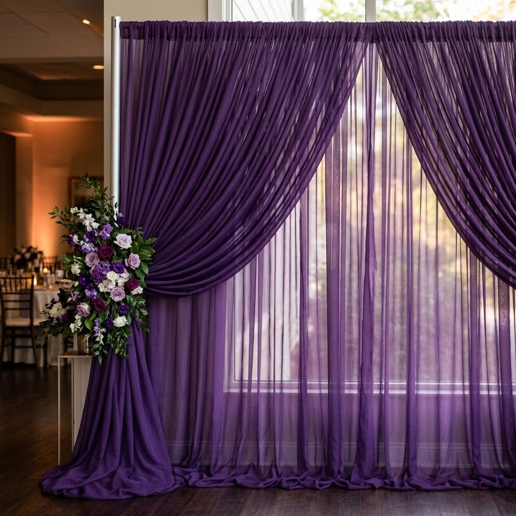 Chiffon Drapery Panel in Purple 1258 - drapery view 6