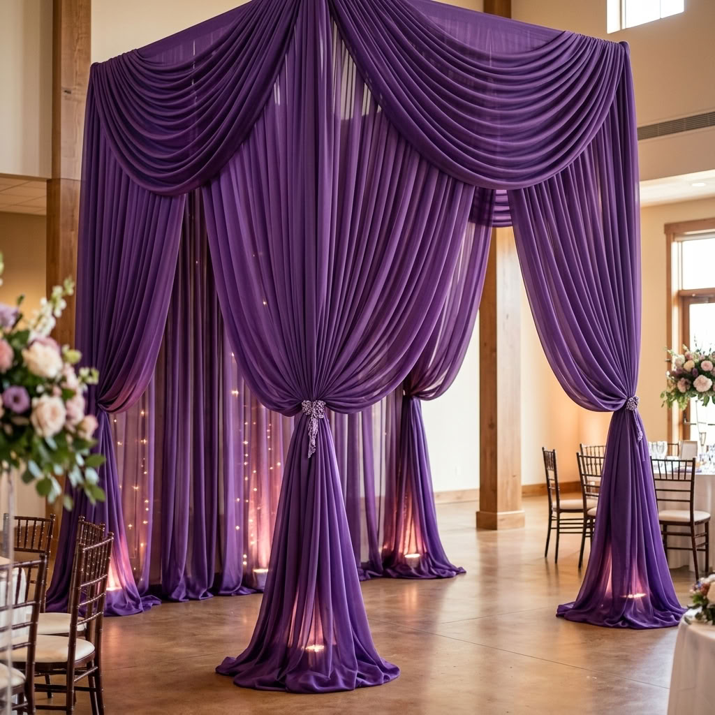 Chiffon Drapery Panel in Purple 1258 - drapery view 2