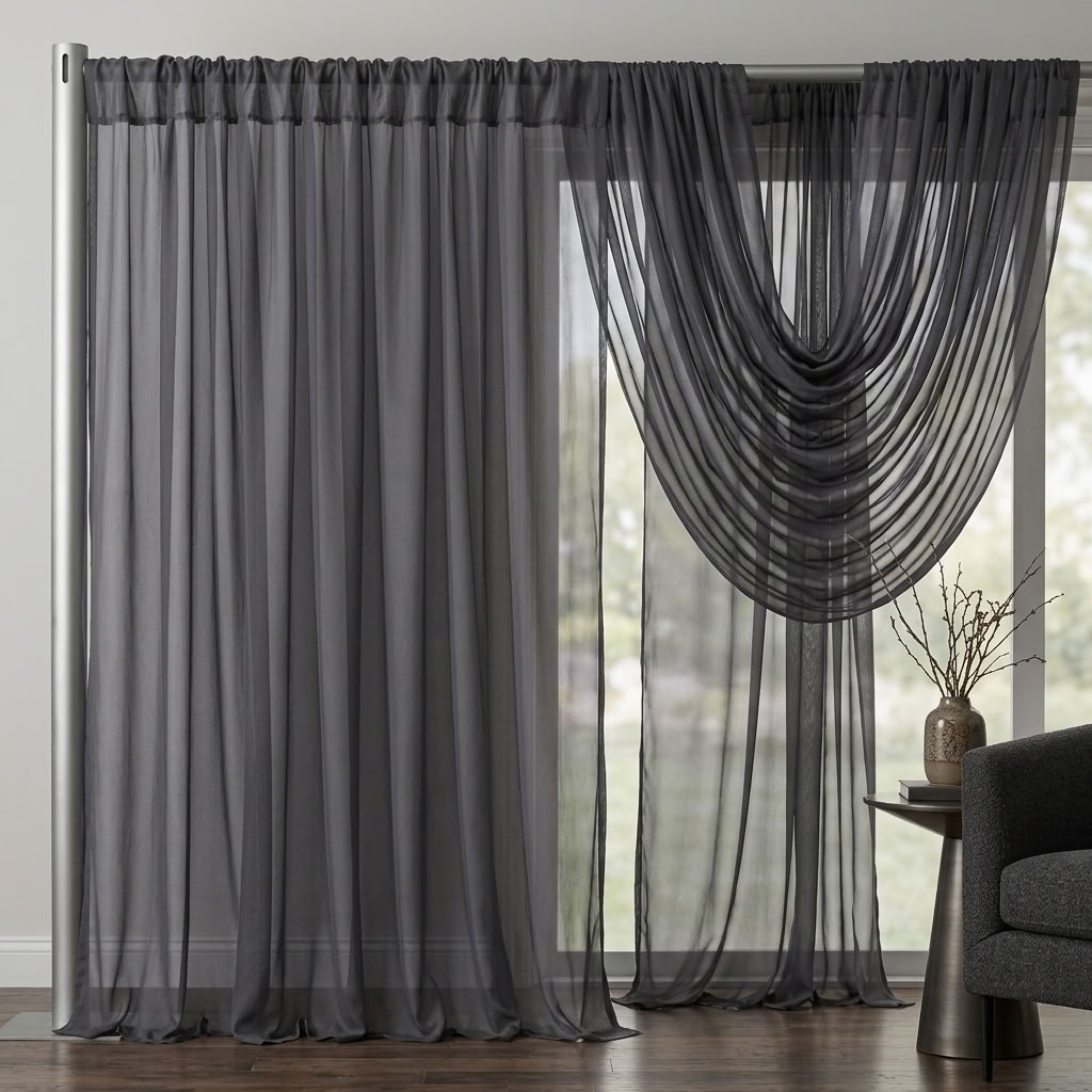 Chiffon Drapery Panel in Gray 1665 - drapery view 5