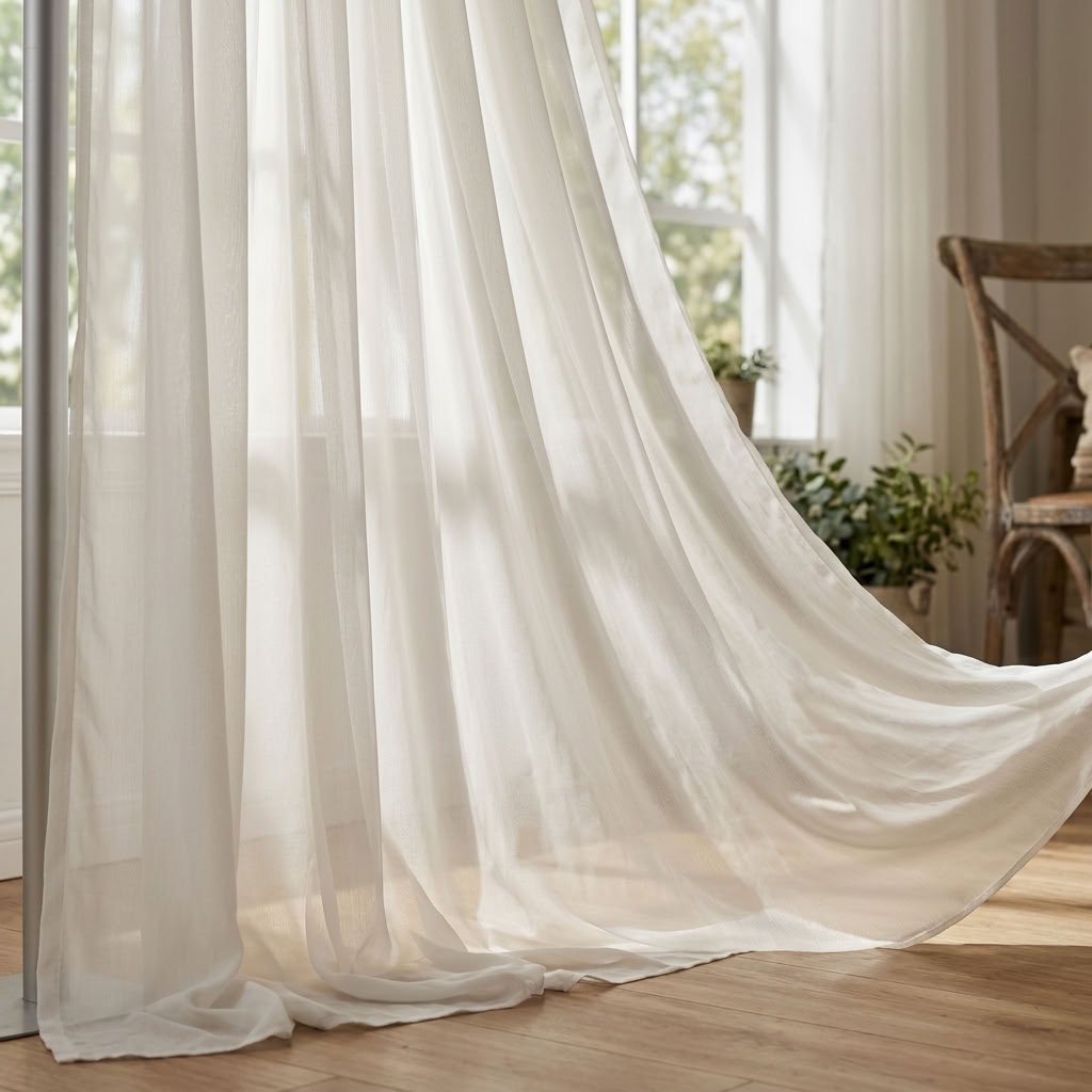 Chiffon Drapery Panel in Ivory 1112 - drapery view 2