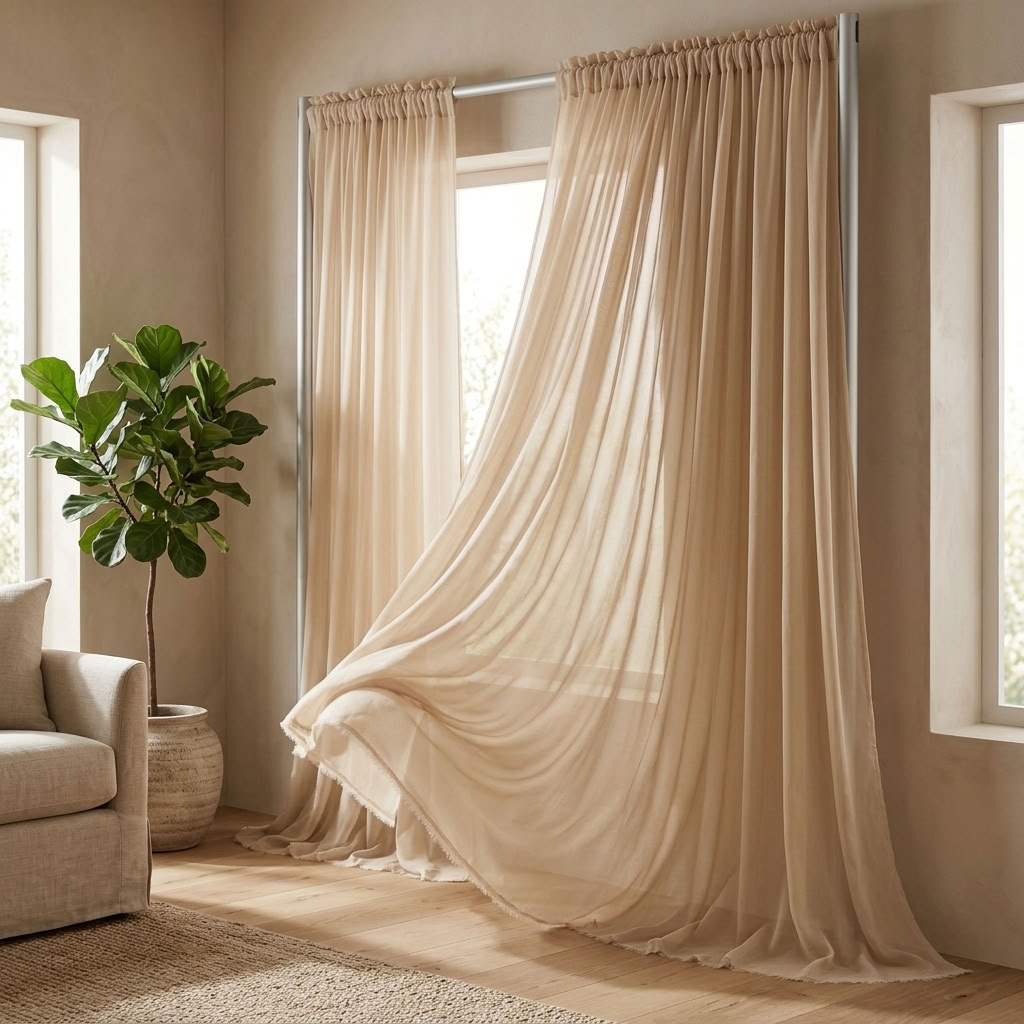 Chiffon Drapery Panel in Beige 9940 - drapery view 5