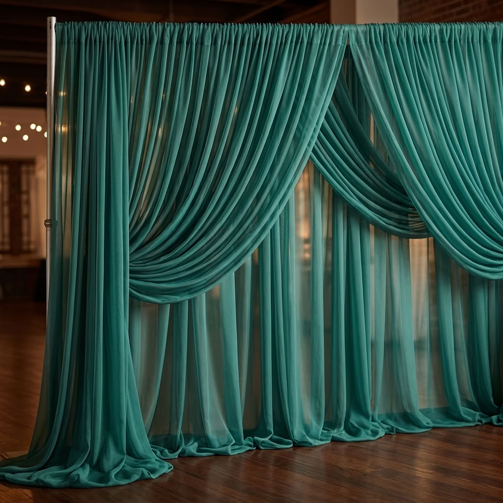Chiffon Drapery Panel in Jade 1935 - drapery view 4