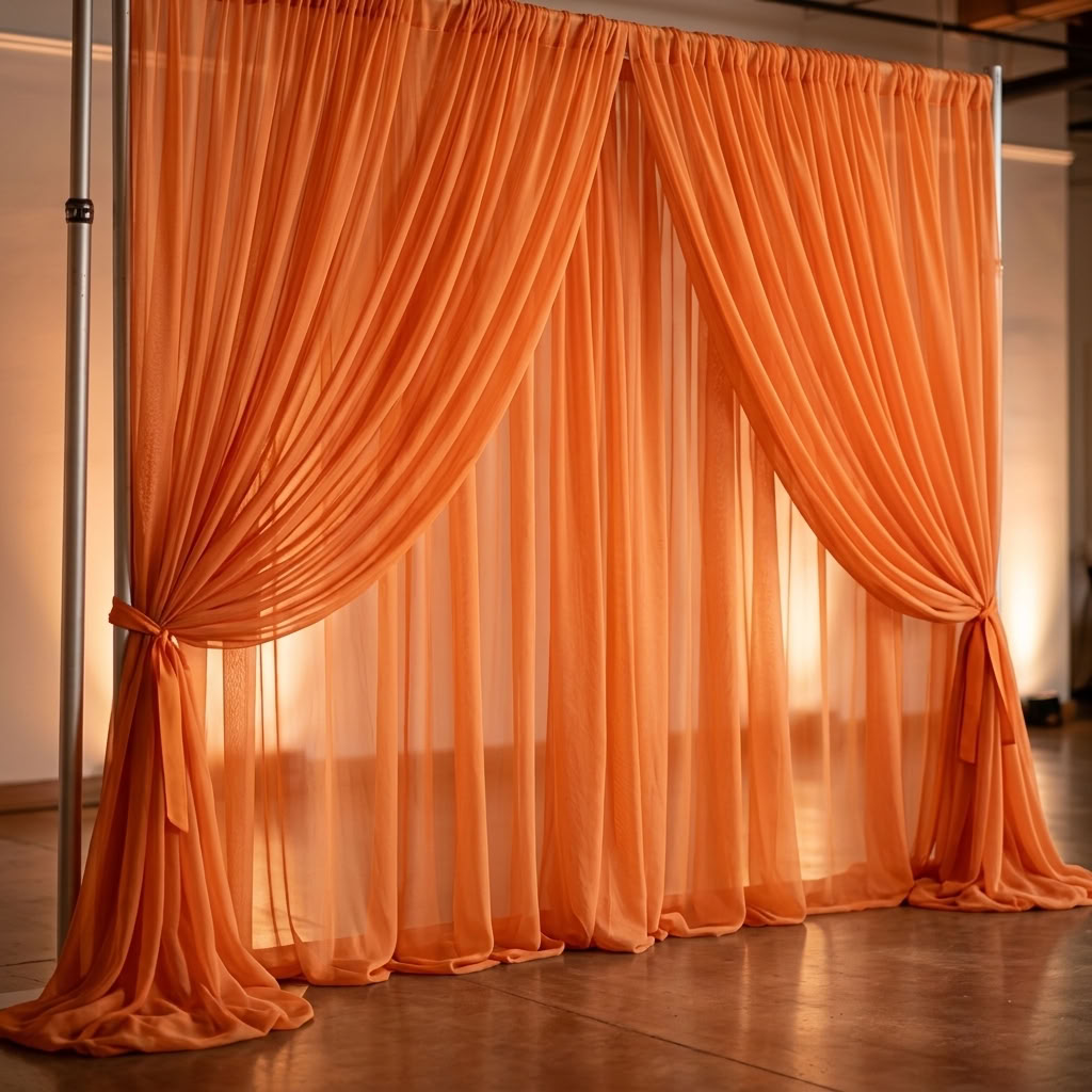 Chiffon Drapery Panel in Orange 1406 - drapery view 4