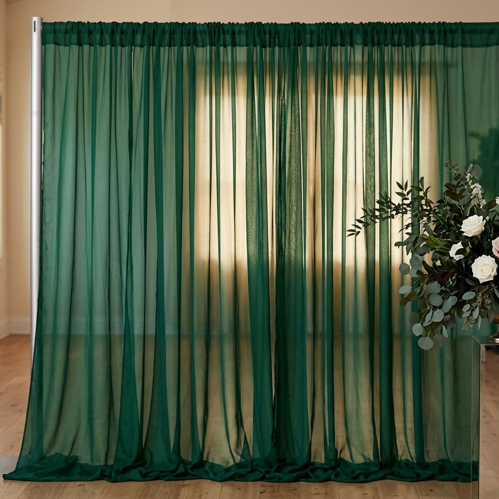 Chiffon Drapery Panel in H/Green 1235 - drapery view 8