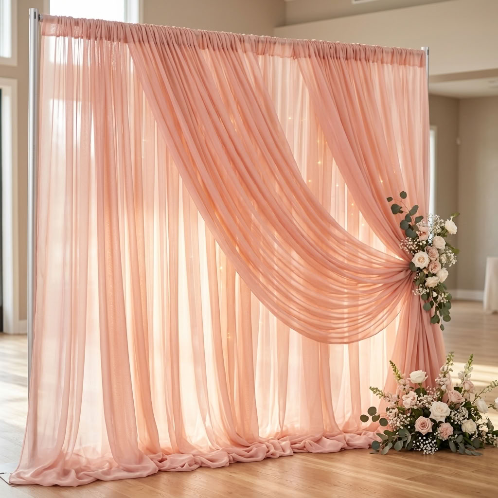 Chiffon Drapery Panel in Blush 4124 - drapery view 2