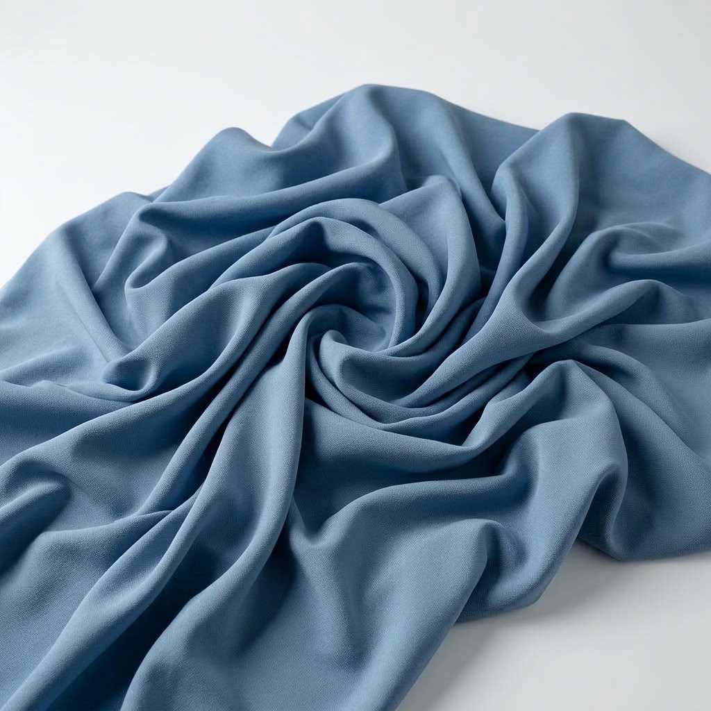 Interlock (Stretch) Drapery Panel in Blue/Dusk 4120 - fabric detail 1