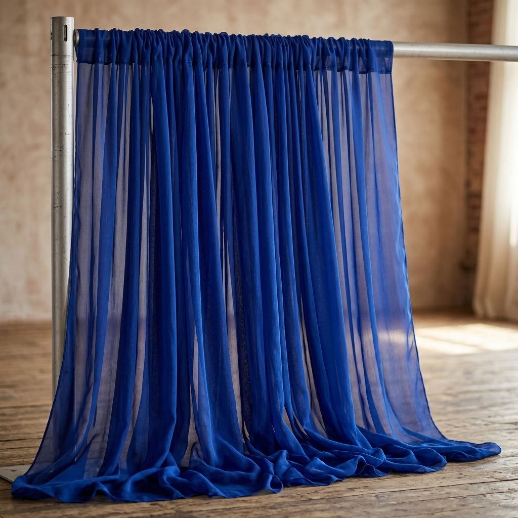 Chiffon Drapery Panel in Royal 1149 - drapery view 1