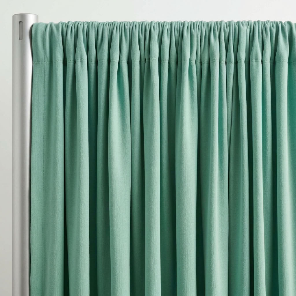 Interlock (Stretch) Drapery Panel in Jade/L 6328 - hanging drapery